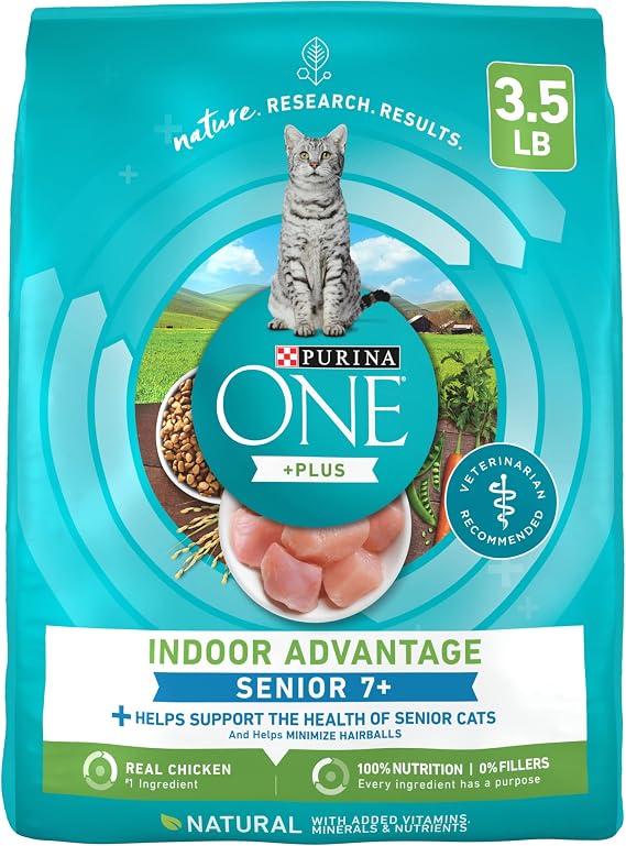 Purina ONE Indoor Advantage Senior Dry Cat Food, High Protein, 3.5 lb Bag