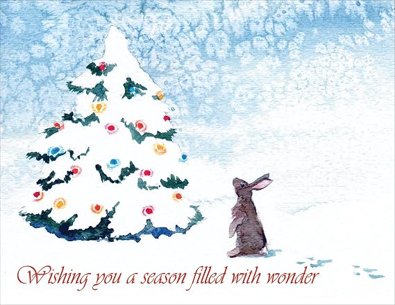 Hoppy Holidays - Christmas Holiday Greeting Cards - Boxed Set of 18 Cards and Matching Envelopes