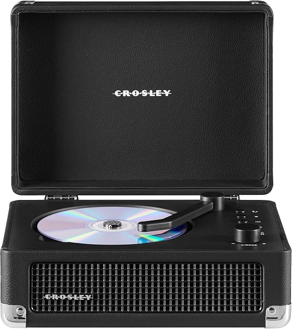 Crosley CR3505A-BK Cruiser Retro Portable CD Player with Stereo Bluetooth Speakers and FM Radio, Black
