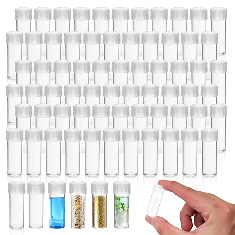 200 pcs 5 ml Plastic Sample Bottles, Mini Test Tubes with Lids