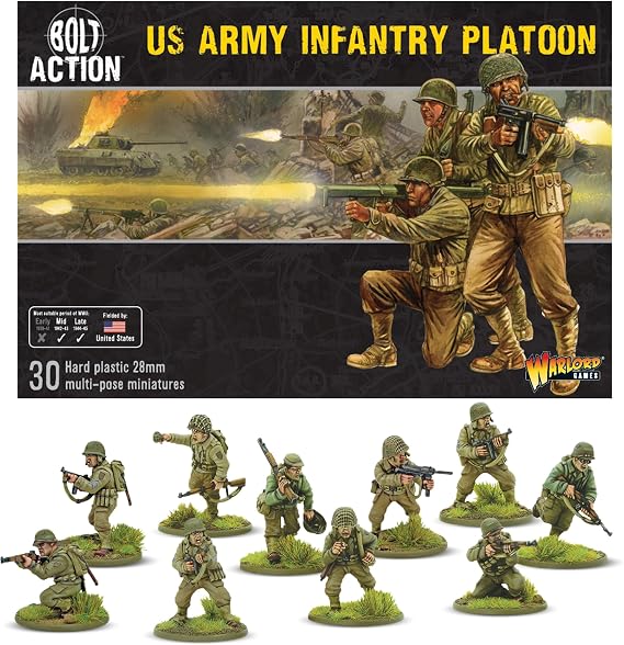 Warlord Games US Infantry GI's - 28mm Scale Plastic Miniatures for Bolt Action Highly Detailed World War 2 Miniatures for Table-top Wargaming