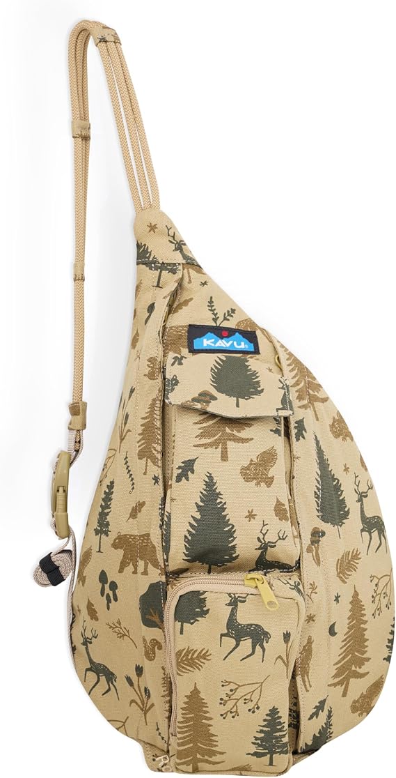 KAVU Mini Rope Bag, Cotton Canvas Crossbody Sling for Travel | 100% Cotton Canvas & Poly Lining, Padded Back & KAVU Embroidery | 20-40-In Strap, 4L, 4 Pockets | Travel & Daily Carry