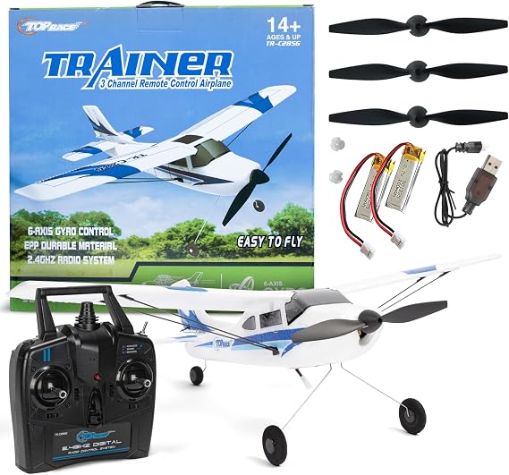 Top Race Remote Control Plane - 3 Channel RC Airplane with Propeller Saver - Easy to Fly - Durable Construction - Suitable for Adults, Kids, and Beginners - Stylish Design in Vibrant Red - 12.2"x15.8"