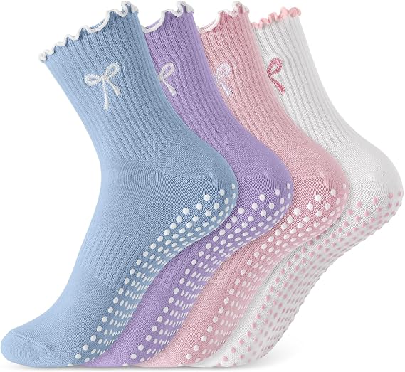 Jeyiour 4 Pair Cute Pilate Sock with Grip