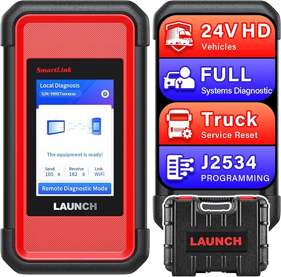 LAUNCH X431 Remote Assisted Diagnostic Tool, Heavy Duty Truck Scanner, Bidirectional Diesel Scan Tool for 24V HD Trucks & Commercial Vehicle, Support CANFD&DOIP, Semi Trucks All System Diagnostic Tool