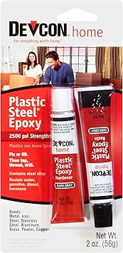 Devcon 52345-12PK Plastic Steel Epoxy - 1 oz. 2-Part Tube, Pack of 12 , Gray
