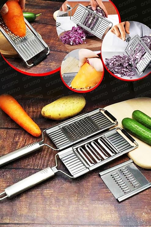 Paslanmaz Çelik 3 Bıçaklı Sebze Dilimleyici, 3 In 1 Dilimleyici Doğrayıcı Çoklu Rende