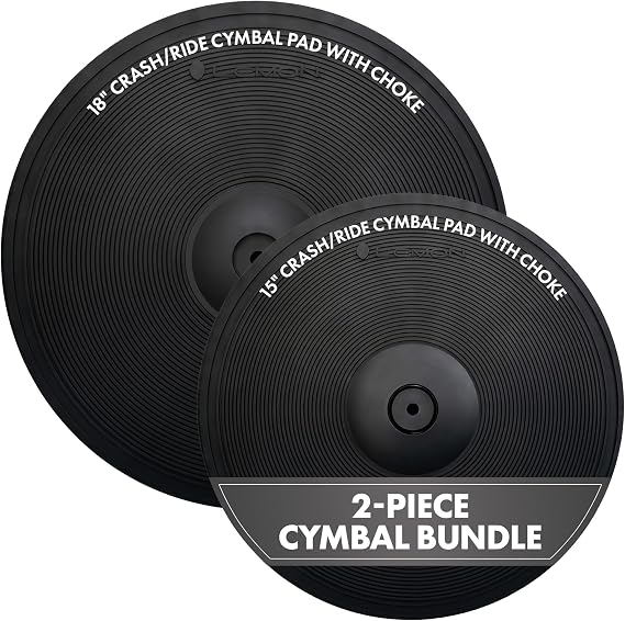 Lemon Triple-Zone Electronic Cymbal Bundle: 15" LE-15C3 Crash/Ride Pad and 18" LE-18C3 Crash/Ride Pad with Choke 3-Zone Bell Triggering, Rubber Surface, Switchable 2/3-Zone for E-Drum Kits