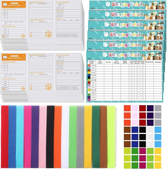 Harloon 47 Pcs Newborn Puppy Collars Kit Includes 15 Pcs Puppy Collars