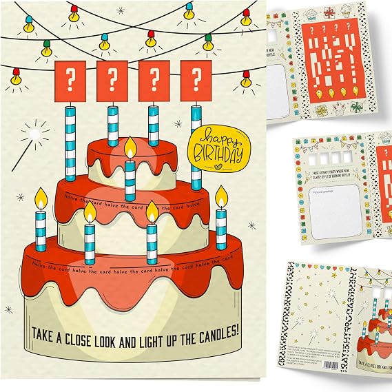 iDventure Birthday Puzzle Greeting Card, 3-Pack | Set of 3 identical Birthday greeting cards with an escape-room puzzle challenge inside.