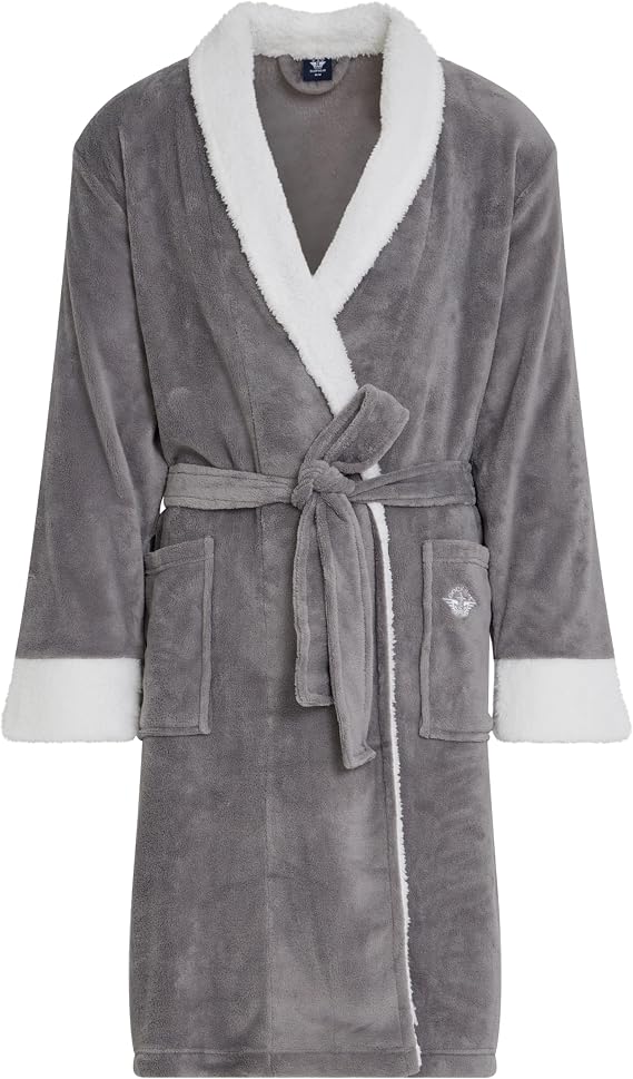 DOCKERS Mens Bath Robe for Men Plush Sherpa Shower Robe with Pockets