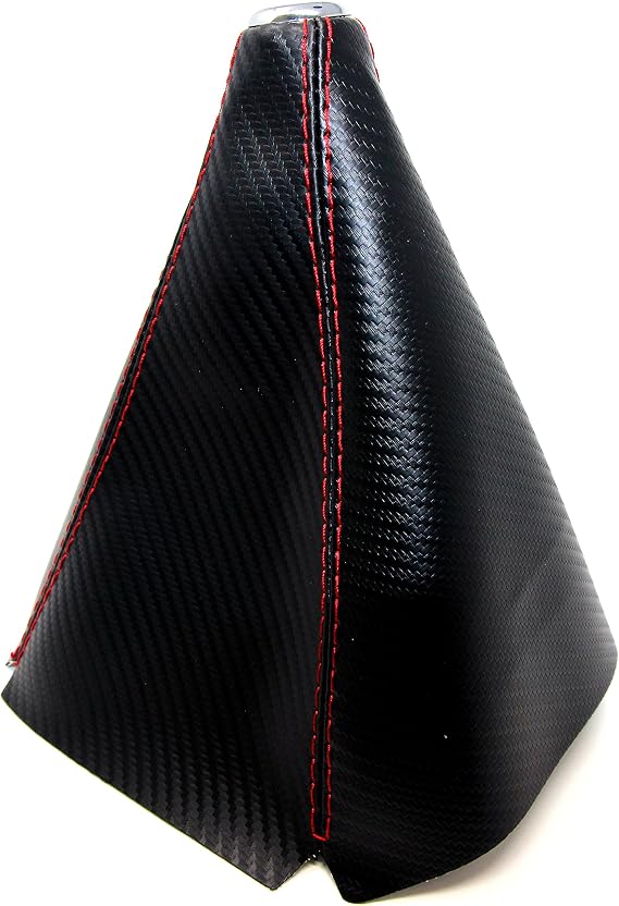 Tanaka PU Leather Shift Boot Universal for Manual/Auto Carbon Fiber Pattern with Red Stitching