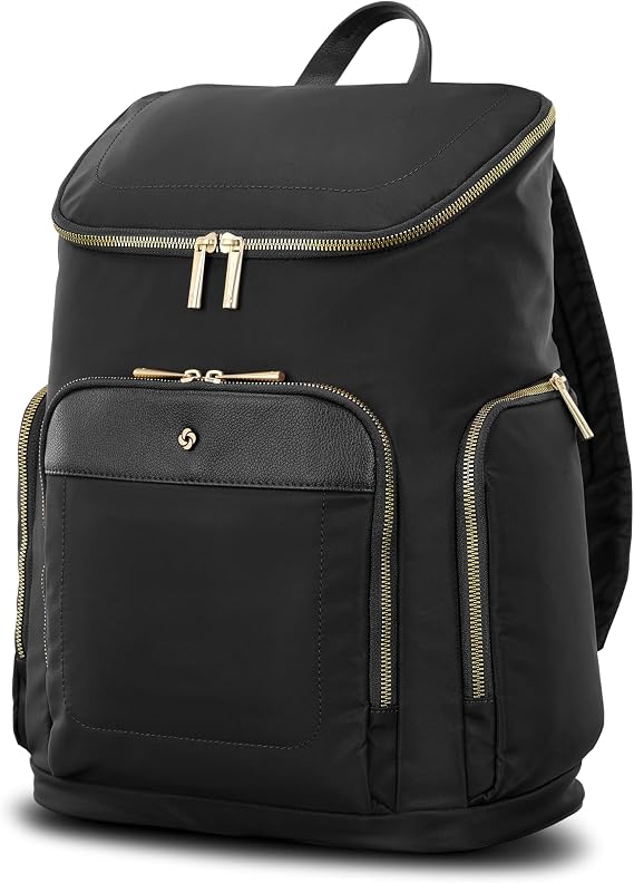 Samsonite Mobile Solutions 2 Deluxe Backpack, Laptop & Tablet Backpack with Padded Compartments, Front Zippered Pocket with Organizer, Water Bottle Pockets, StackItTM Strap, Work & Travel Bag - Black