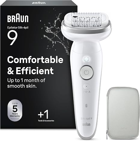 Braun Silk-épil 9 Epilator for Women Wet & Dry 9-011 White/Silver