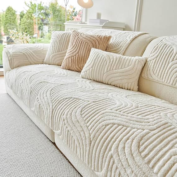 Non Slip Sofa Arm Protector Cover(90x90cm, White, 1PC)