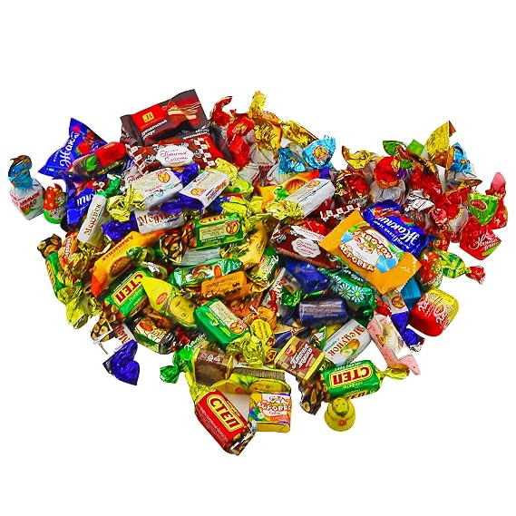 Sweet Candy Mix Gift Bag - Russian Candy Mix - Assortment Chocolate and Caramel Party Candy Mix of Multiple Confectioneries Variety of Russian Candy by the Pound (450g / 1 lb)