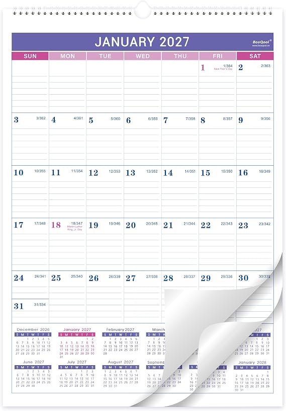 2027 Wall Calendar, Jan 2027 - Dec 2027, 12 Months Wall Calendar