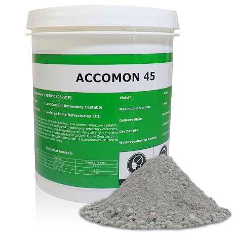 Castable Refractory Cement high Temp- 2822F Rated - 4 LBS - 45% Alumina | Furnace Cement, High Temperature Fireplace Cement Refractory for Casting Purpose Like Forge, Fire Bricks, Pizza Oven, etc...