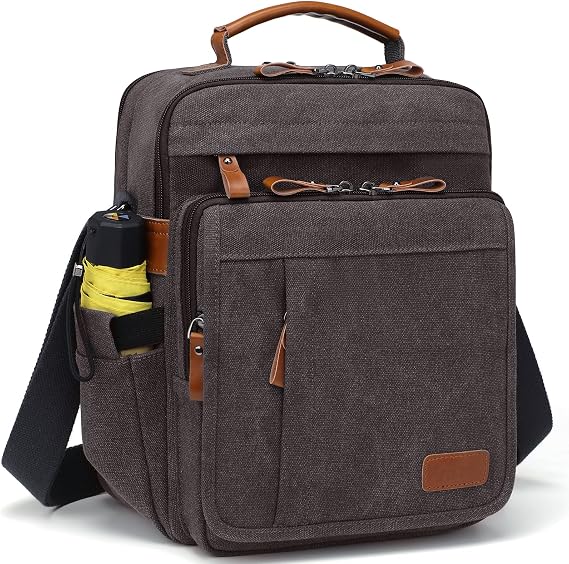 ESTARER 13-13.3 Laptop Bag for Men, Vertical Crossbody Bag for 13-13.6'' Mac neo/air/pro Messenger Shoulder Bag Water-resistant Canvas