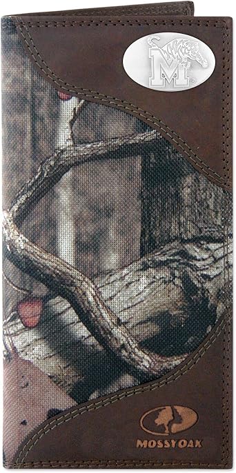 NCAA Memphis Tigers Zep-Pro Mossy Oak Nylon and Leather Secretary-Style Roper Concho Wallet, Camouflage, One Size