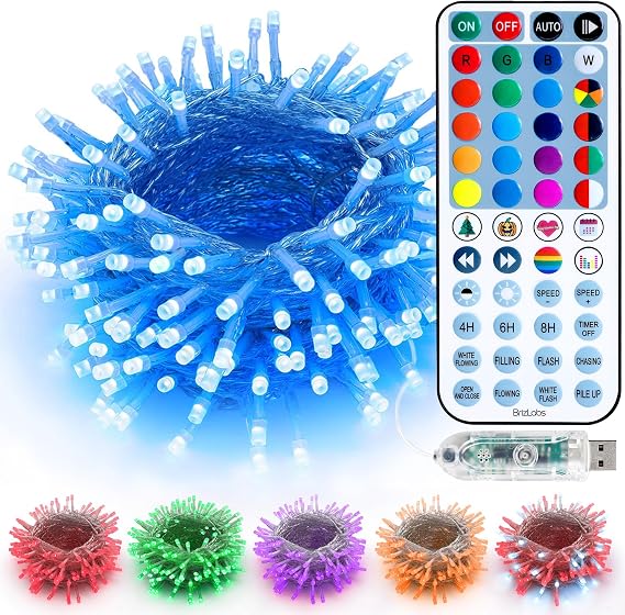BrizLabs USB Halloween String Lights RGB Color Changing 100 LED with Remote
