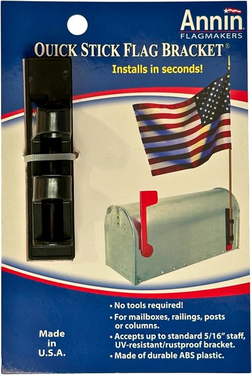 Annin & Co 1943 Quick Stick Flag Bracket For 5/16-Inch Or Smaller Staff Hand Flag, For Mailboxes, Posts & Columns