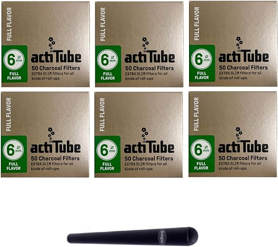 19602 Set with actiTube Extra Slim Activated Carbon Filter 6 mm with J Case (6 x 50 (300) Paper