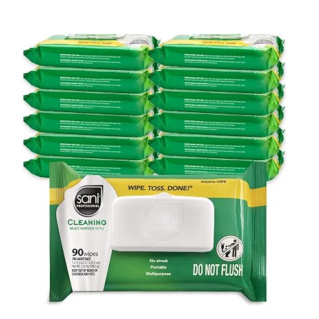 PDI Sani-Professional Cleaning Wipe, Multi-Surface, Fresh Scent, Degreasing, Non - Streak, For Kitchen, Restaurant Tables, Glass, Treated Wood, 90 Count, Pack of 12 (1080 Total Wipes)