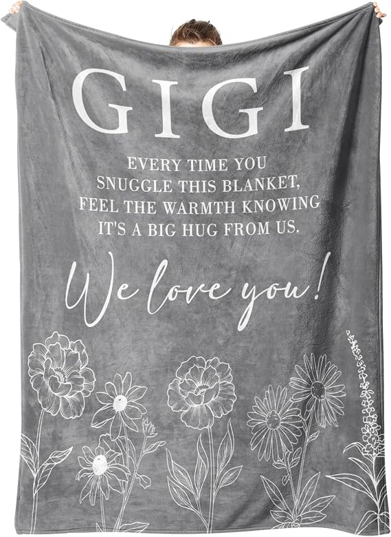 GiltGlimmer Gigi Gifts for Grandma, Gigi Floral Blanket 50" x 60"