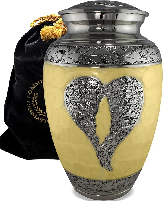 Yellow Loving Angel Cremation Urn for Ashes Adult Male - Personalized Handcrafted Angel Urns for Human - Beautiful Urn for Ashes for Women Decorative Urns