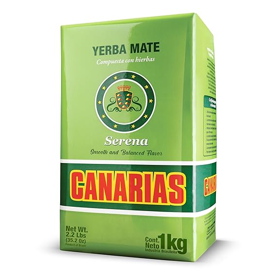Canarias Serena Yerba Mate 2.2 lb (1 kg) - Herbal Yerba Mate Tea with Melissa, Passionflower & Mint - Ground Leaf Mate - Smooth & Balanced Flavor