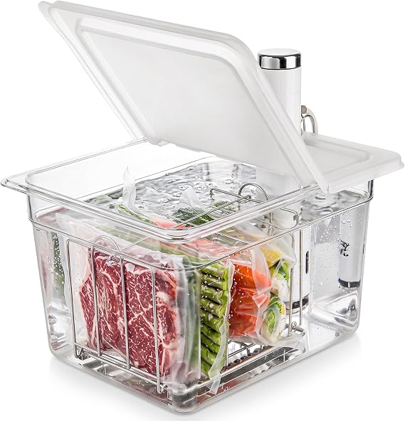 EVERIE Sous Vide Container 12 Quart with Hinge Lid and Sous Vide Rack Compatible with Breville Joule
