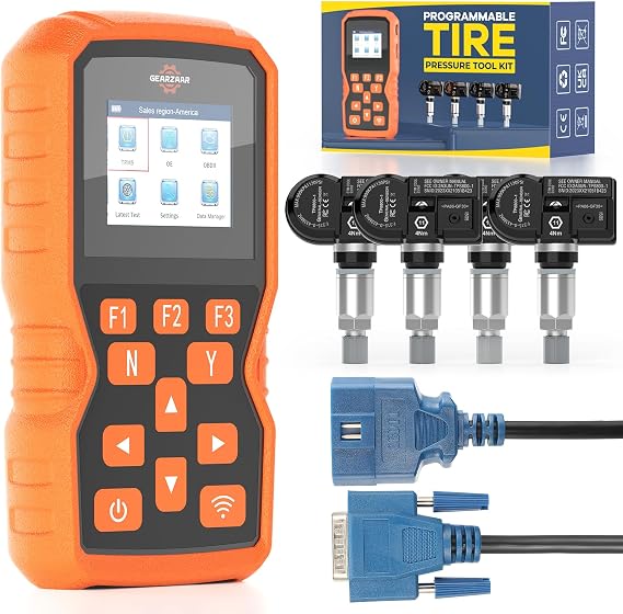 TPMS Programming Tool, Tire Pressure Monitor System Relearn Tool Set | with 4 Pack 315MHZ+433MHZ Metal Programmable Sensor, Original Sensor ID Cloning, Reset/Activate/Relearn Sensors XTP-SP820