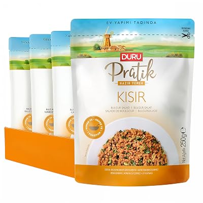 Duru Ready Bulgur Salad, 250g x 4 Packs, Open & Eat, 100% Natural, Non-GMO, BPA Free, No Trans Fat, No Preservatives