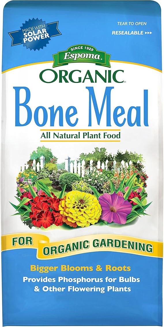 Espoma Organic Bone Meal Fertilizer 4-12-0. All-Natural Plant Food Source of Nitrogen and Phosphorus For Organic Gardening. For Bulbs & Other Flowering Plants. 4 lb. bag. Pack of 2.