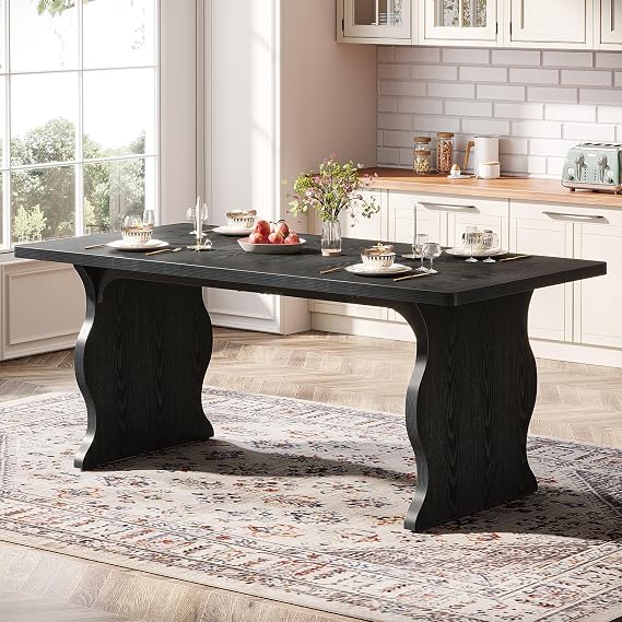 Tribesigns Black Dining Table for 4-6, 63" Rectangular Modern Kitchen Table