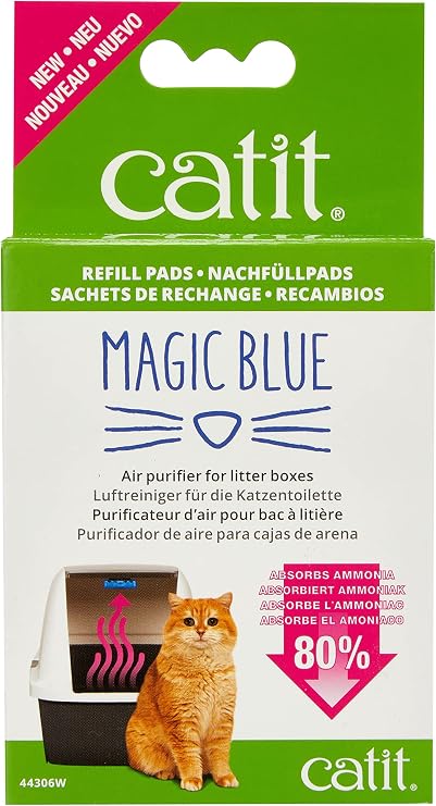 Catit Magic Blue Cat Litter Box Air Purifier, Refill Pads