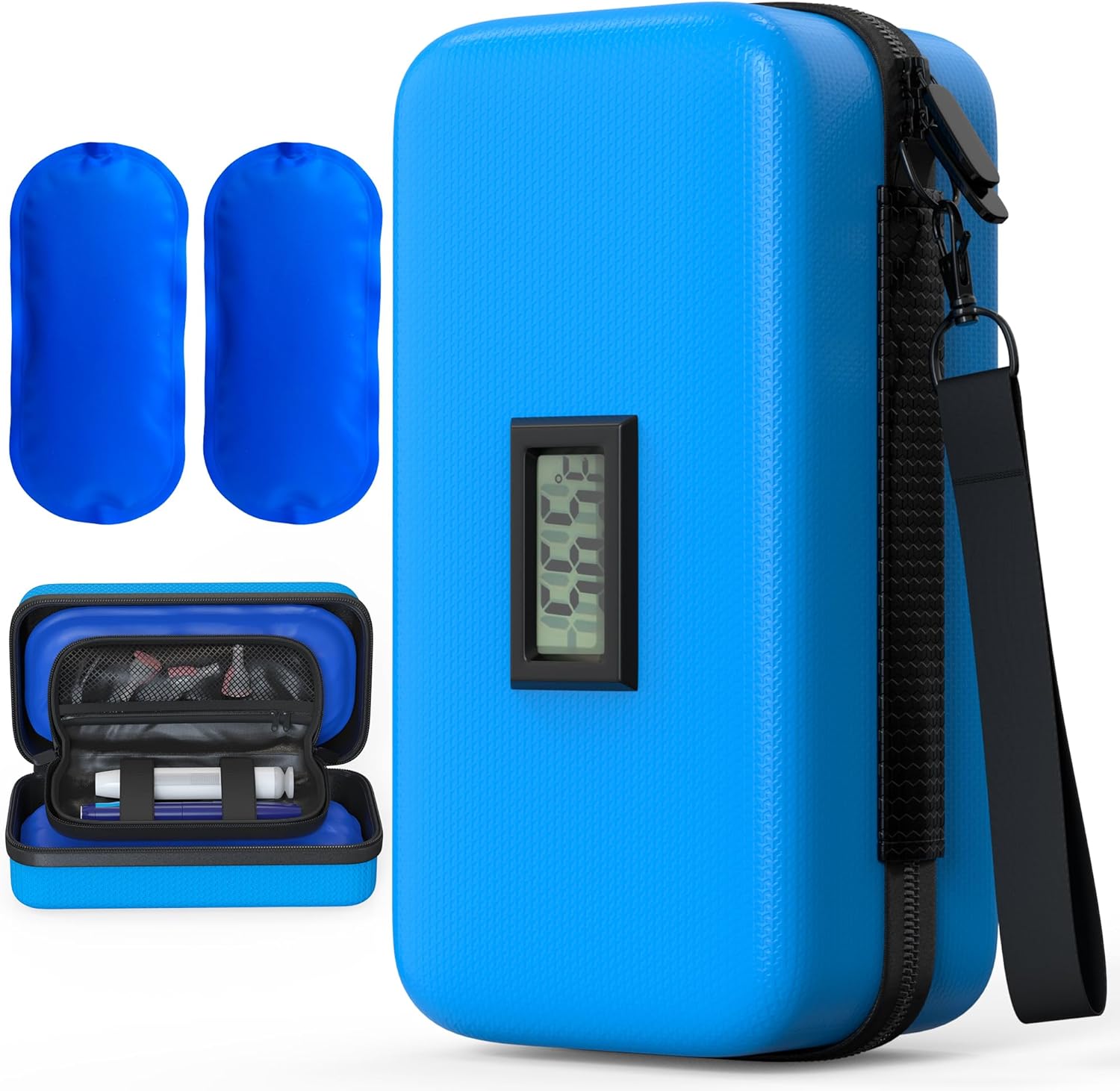 Insulin Pen Cooler Travel Case - TSA Approved Portable Diabetic Medication Supply Cooling Bag - Refrigerated Medicine Organizer for Medical injection Vial - 2 Ice Packs Temperature Display