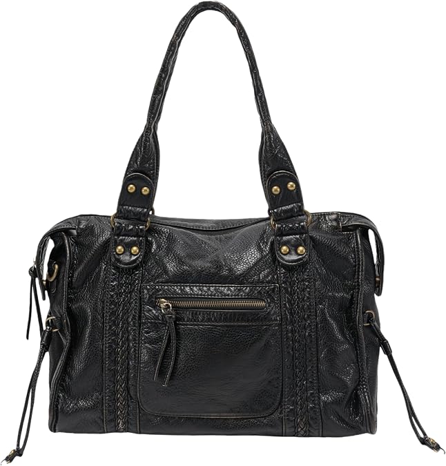 JOLLQUE Rivet Crossbody Bag for Women,Large Retro Washed Leather Handbag Purse,Vintage Y2K Summer Hobo Shoulder Work Bags