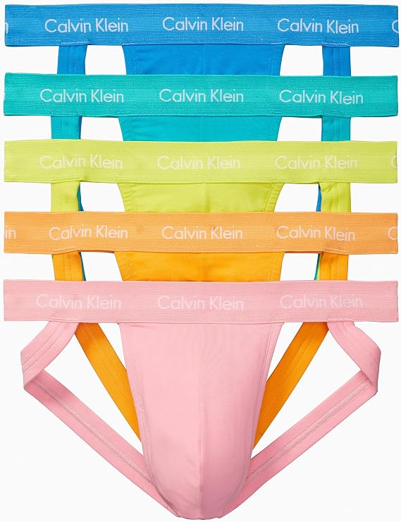 Calvin Klein Men's The Pride Edit 5-Pack Jock Strap, Orange Juice, Rosey Dream, CITRINA, DEEP Sky Blue, Island TORQUOISE, Large