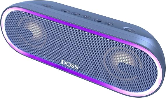 DOSS SoundBox Pro+ P300 Bluetooth Speaker, 40W Stereo Sound, Extra Bass,20H Playtime, Wireless Stereo Pairing, Beat-Driven Lights for Party, IPX6 Waterproof for Garden, Camping, Beach, Outdoor-Blue