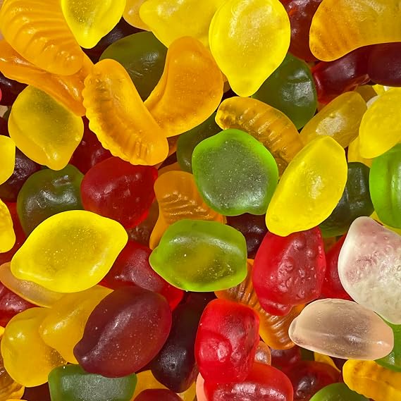 Sugar Free Fruit Salad Gums Sweets 250g Bag Resealable Pouch Candy Retro Sweets