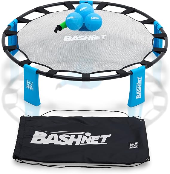 Net Bash Net Ball Set: Ultimate Outdoor, Beach, and Backyard Game for Kids and Adults - Roundnet Volleyball Game - Set Includes High Tension Bash-Net, 3 Balls, and Carrying Bag - 2-4 Players