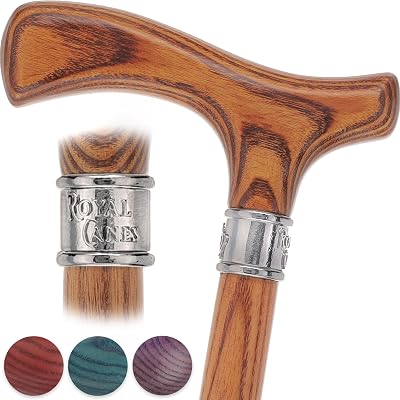 Fritz Comfort Cane Matching Stained Wood Handle & Shaft Arthritis-Friendly Grip, Walking Stick for Men and Women, Walking Cane