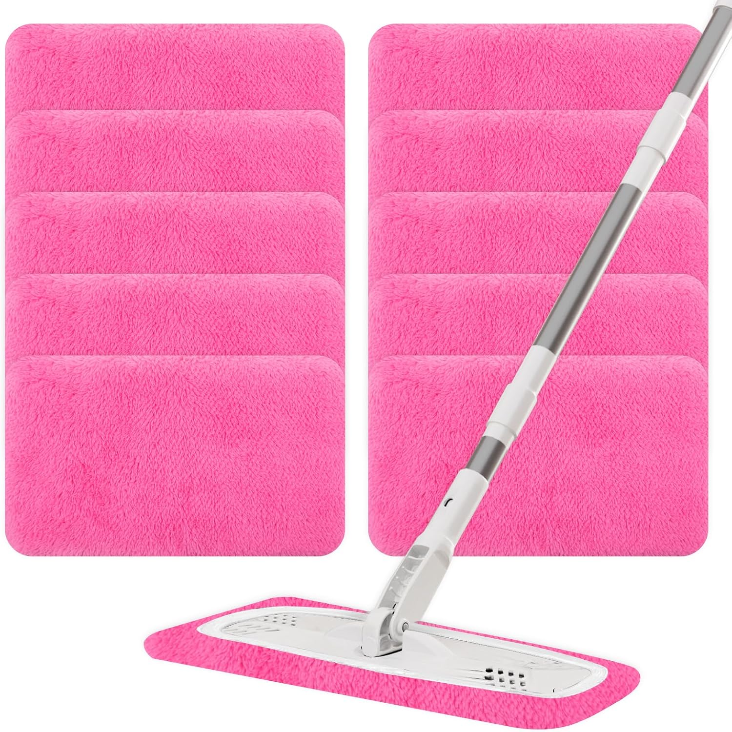 10er Pack Swifer Bodenwischer Tücher Wiederverwendbare Mikrofaser feuchte Bodentücher für Wet & WetJet kompatibel mit original Bodenwischer waschbar bis 100 Mal(pink)
