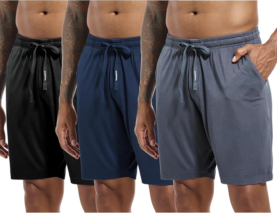 SlumberMee Mens Cooling Pajama Bottoms 2/3 Pack Lounge Sleep Shorts
