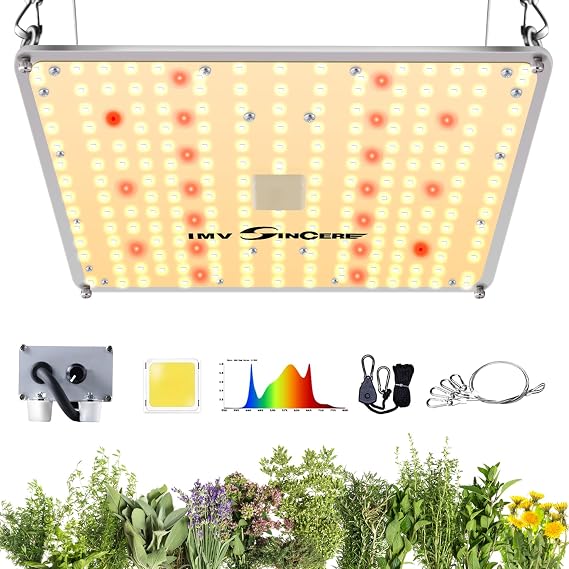 IMVSINCERE LED Glow Light, 2025 100W Full Spectrum Glow Light with Samsung LM301 Diode, Dimmable Sunlike 3x3 Growth Tent for Seedlings, Vegetables & Blooms, Indoor Plants, High PPFD