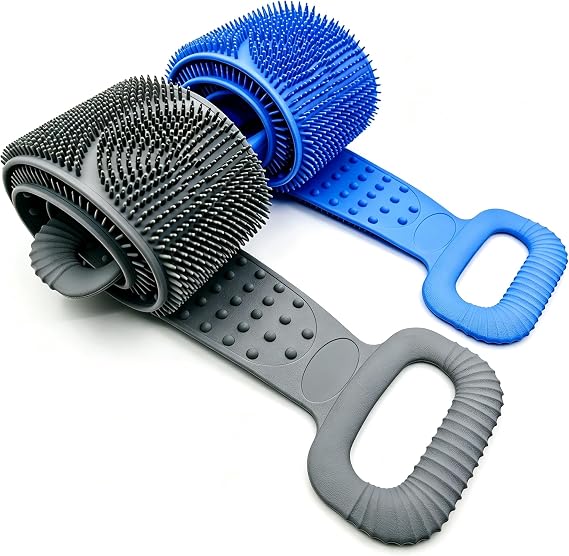 Sofine 2 Pack Silicone Back Scrubber for Shower,36in Dual Sided Body Scrubber,Shower Brush Washer Extra Long with Handle,Back Applicator,Exfoliating Back Scrubbers for Use in Shower Men&Women
