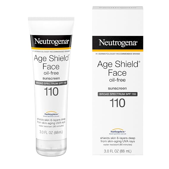 Neutrogena Age Shield Face Lotion Sunscreen with Broad Spectrum SPF 110, Oil-Free & Non-Comedogenic Moisturizing Sunscreen to Prevent Signs of Aging, 3 fl. oz