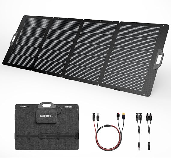 GRECELL 350W Portable Solar Panel for Power Station Generator, Foldable Solar Panel, 37.4V High-Efficiency Solar Charger 350W Power Backup with